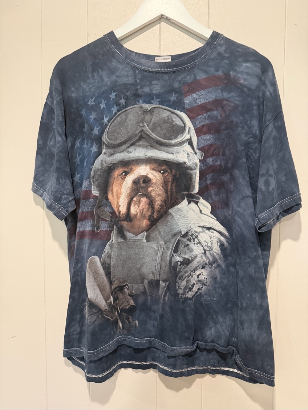Gildan Blue Tie-Dye Military Dog Graphic Tee